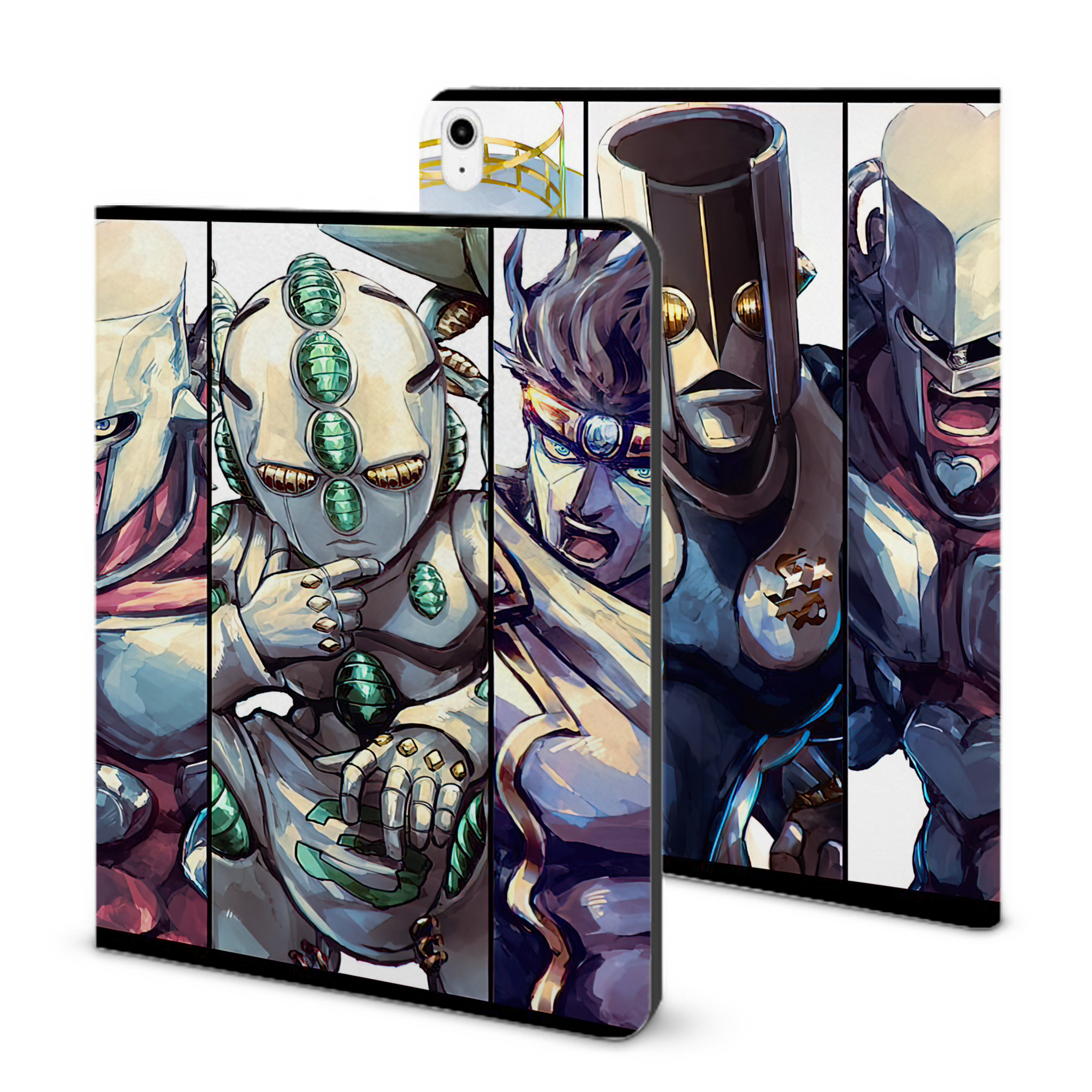 （画像用） ジョジョの奇妙な冒険 JoJo's Bizarre Adventure IPadケース ペンホルダー付き ブックスタイルデザイン